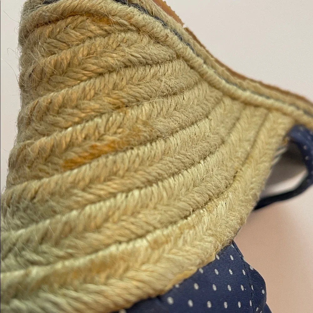 Tommy Hilfiger navy blue polkadot wedge sandals with bow tie closure
